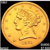 Image 1 : 1861 $5 Gold Half Eagle UNCIRCULATED