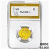 Image 1 : 1908 $5 Gold Half Eagle PGA MS64+