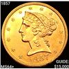 1857 $5 Gold Half Eagle CHOICE BU+