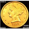 Image 1 : 1840-C $5 Gold Half Eagle CHOICE BU+