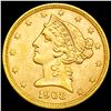 Image 1 : 1908 $5 Gold Half Eagle UNCIRCULATED