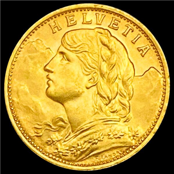 1927 Switzerland Gold 20Fr .1867oz AGW GEM