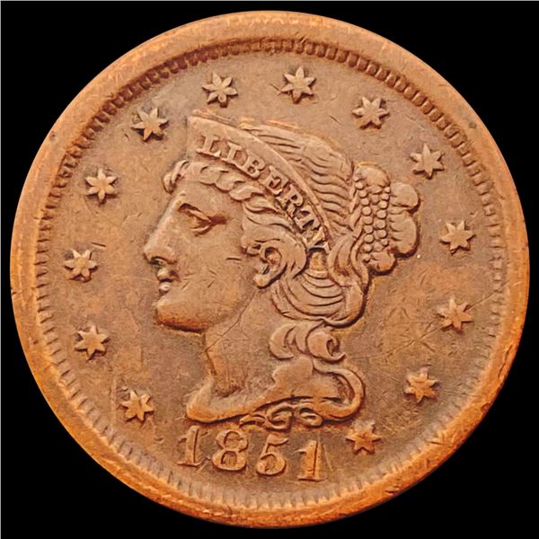 1851 Braided Hair Large Cent NEARLY UNCIRCULATED