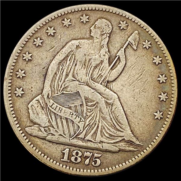 1875 Seated Liberty Half Dollar LIGHTLY CIRCULATED