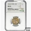 Image 1 : 1913-D TYPE 1 Buffalo Nickel NGC MS63