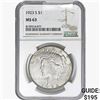 Image 1 : 1923-S Silver Peace Dollar NGC MS63