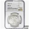 Image 1 : 1922 Silver Peace Dollar NGC MS63