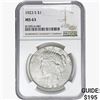 Image 1 : 1923-S Silver Peace Dollar NGC MS63