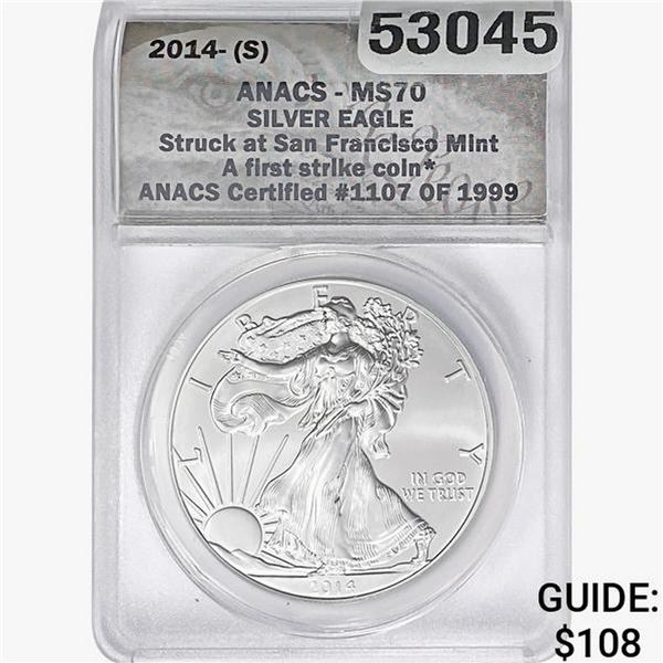 2014-S Silver Eagle ANACS MS70