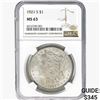 Image 1 : 1921-S Morgan Silver Dollar NGC MS63