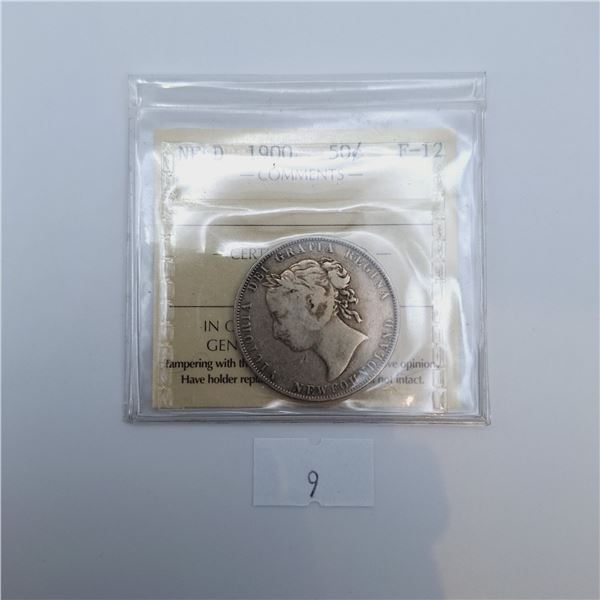 ICCS Graded F-12 1900 50 Cent Newfoundland Sterling Silver Coin