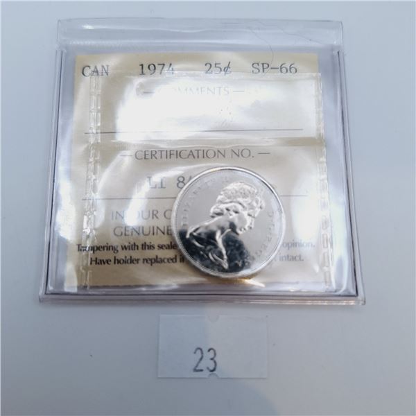 ICCS Graded SP-66 1974 25 Cent Canadian Coin