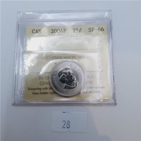 ICCS Graded SP-66 2004P 25 Cent Canadian Coin