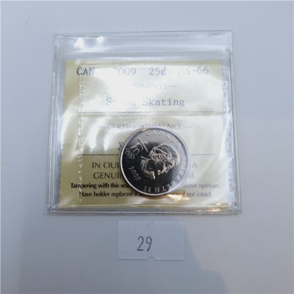 ICCS Graded MS-66 2009 Speed Skating 25 Cent Canadian Coin