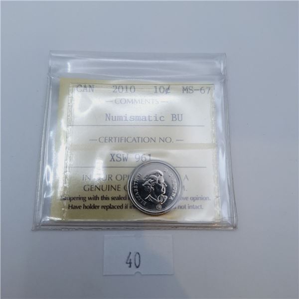 ICCS Graded MS-67 2010 10 Cent Canadian Coin