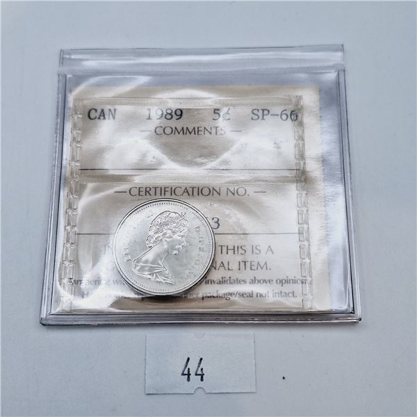 ICCS Graded SP-66 1989 5 Cent Canadian Coin
