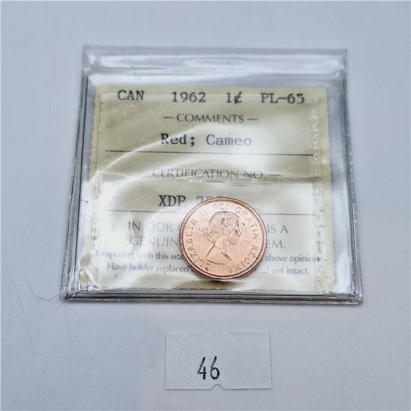 ICCS Graded PL-65 1962 1 Cent Canadian Coin
