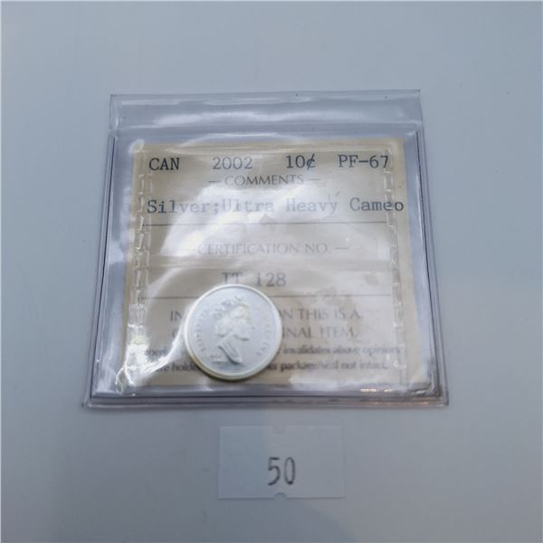 ICCS Graded PF-67 2002 10 Cent Silver Canadian Coin