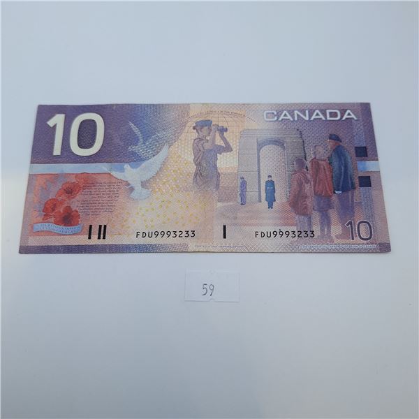 2001 Canadian $10 Replacement Banknote FDU 9.240M - 10.00M