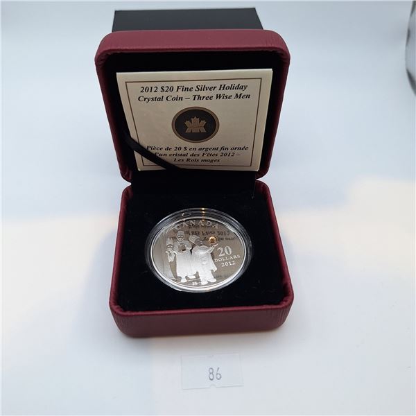 RCM 2012 $20 Fine Silver Holiday Crystal Coin - Three Wise Men 28.02g 99.99% Silver