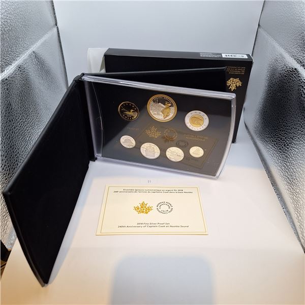 RCM 2018 Fine Silver Proof Set - Captain Cook at Nootka Sound 63.17g 99.99% Silver