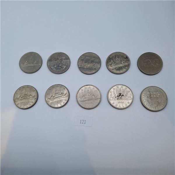 Ten Canadian One Dollar Coins