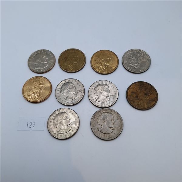 Ten American One Dollar Coins