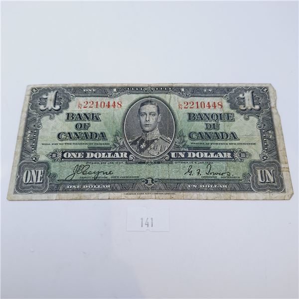1937 Bank of Canada One Dollar Banknote