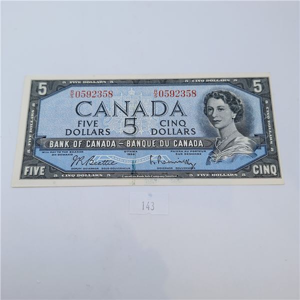 1954 Modified Bank of Canada 5 Dollar Banknote