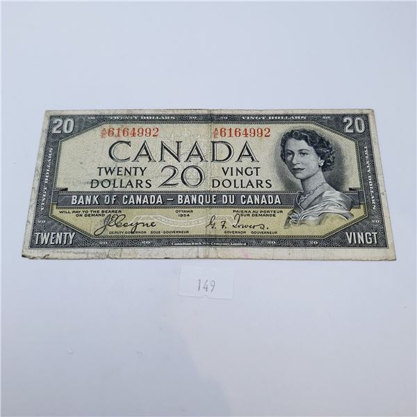 1954 Devil's Face Bank of Canada 20 Dollar Banknote
