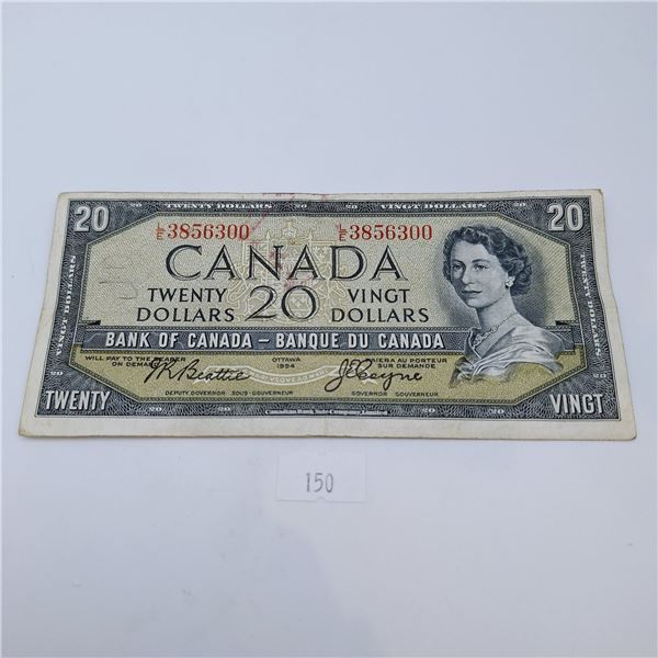 1954 Modified Bank of Canada 20 Dollar Banknote