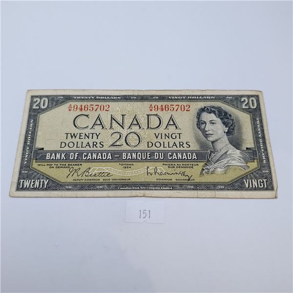 1954 Modified Bank of Canada 20 Dollar Banknote