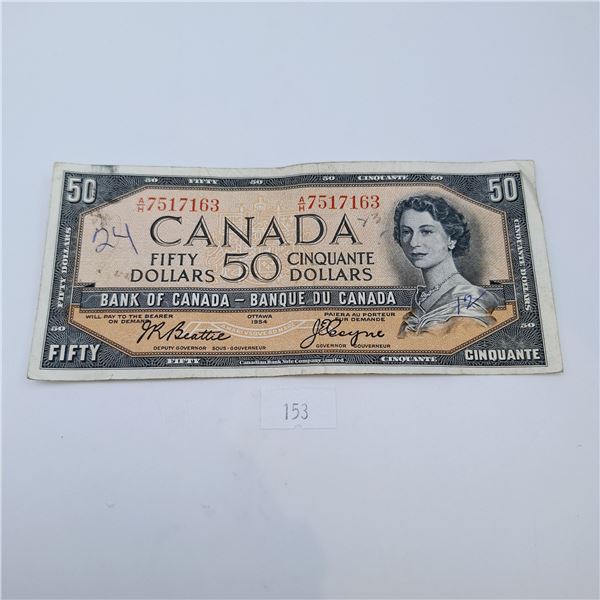 1954 Modified Bank of Canada 50 Dollar Banknote