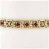 Image 3 : 14k Gold 2.14 ctw Alternating Round Ruby & Diamond Open Square Chain Link Bracel