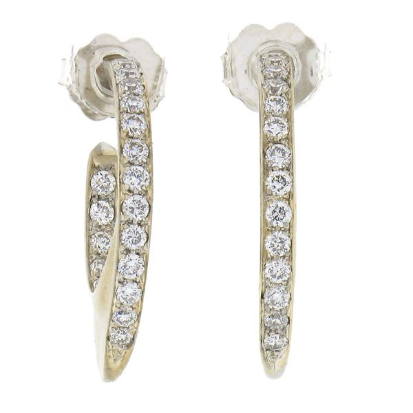 Mouawad 18k White Gold 0.50 ctw Pave Round Diamond Tribal Crescent Cuff Earrings