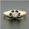 Image 2 : Antique Victorian 14K Gold.30 ctw Old Mine Cut Belcher Set Diamond Solitaire Rin