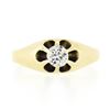 Image 4 : Antique Victorian 14K Gold.30 ctw Old Mine Cut Belcher Set Diamond Solitaire Rin