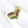 Image 3 : (3) 14K Yellow Gold 0.42 ctw Ruby Emerald & Sapphire Stackable V Band Rings