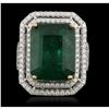 Image 1 : 14KT White Gold 15.29ct GIA Certified Emerald and Diamond Ring A5886