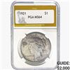 Image 1 : 1921 Silver Peace Dollar PGA MS64