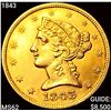 Image 1 : 1843 $5 Gold Half Eagle UNCIRCULATED