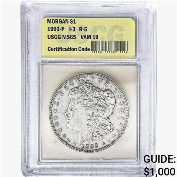 1902 Morgan Silver Dollar USCG MS65 VAM19