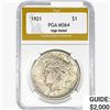 Image 1 : 1921 Silver Peace Dollar PGA MS64 High Relief