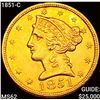 Image 1 : 1851-C $5 Gold Half Eagle UNCIRCULATED