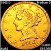 Image 1 : 1843-D Medium D $5 Gold Half Eagle HIGH GRADE
