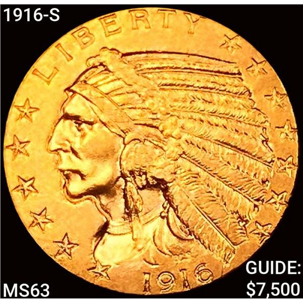 1916-S $5 Gold Half Eagle CHOICE BU