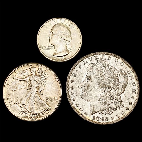 1882-1941 Varied US Silver Coinage Lot [3 Coins] UNCIRCULATED