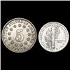 Image 2 : [2] 1883&1918-D 1 5C, 1 10C CHOICE AU