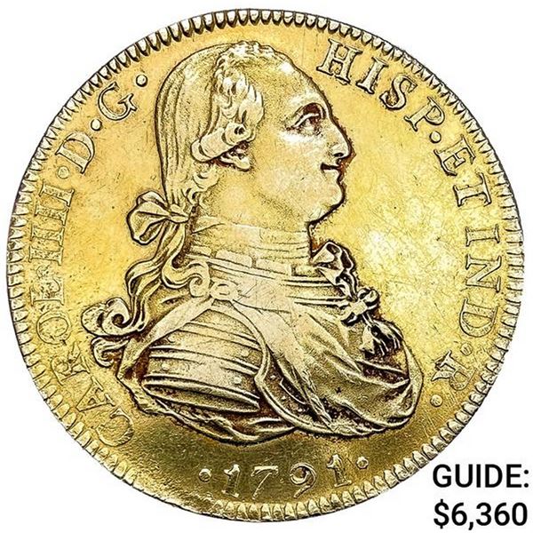 1791Mo FM Mexico Gold 8 Escudos .7615oz AGW
