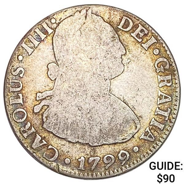 1799Mo FM Mexico Silver 2 Reales ABOUT UNCIRCULATED